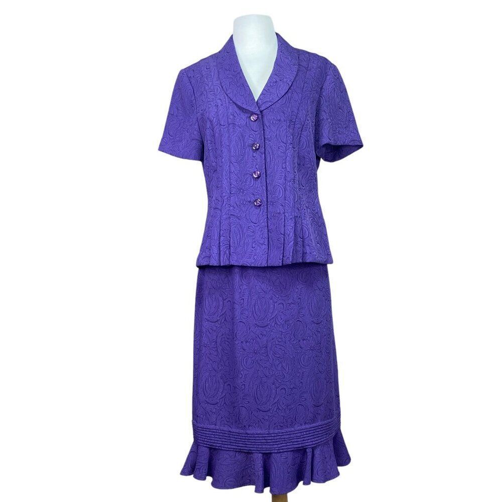 Danny & Nicole Purple Skirt Suit Dress Vintage Size 10